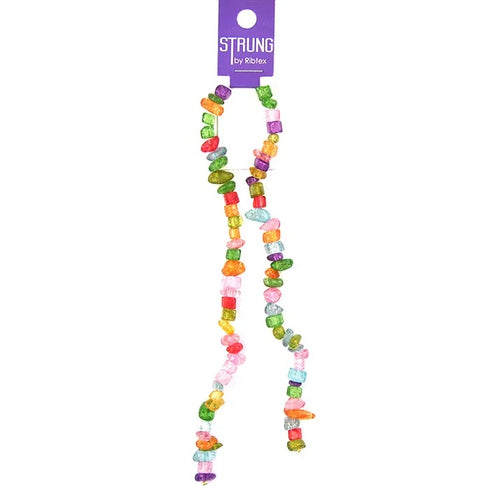 Clear Multi Colours Stone Chips Strung Beads